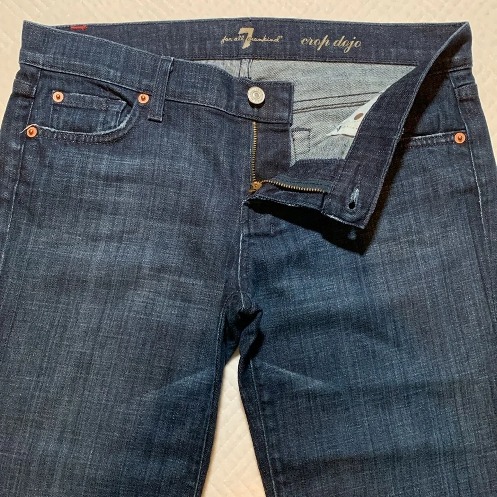 7 for All Mankind 7FAM Dojo Crop Jeans, Dark Wash Denim, Wide Leg, Size 29 - Picture 5 of 16